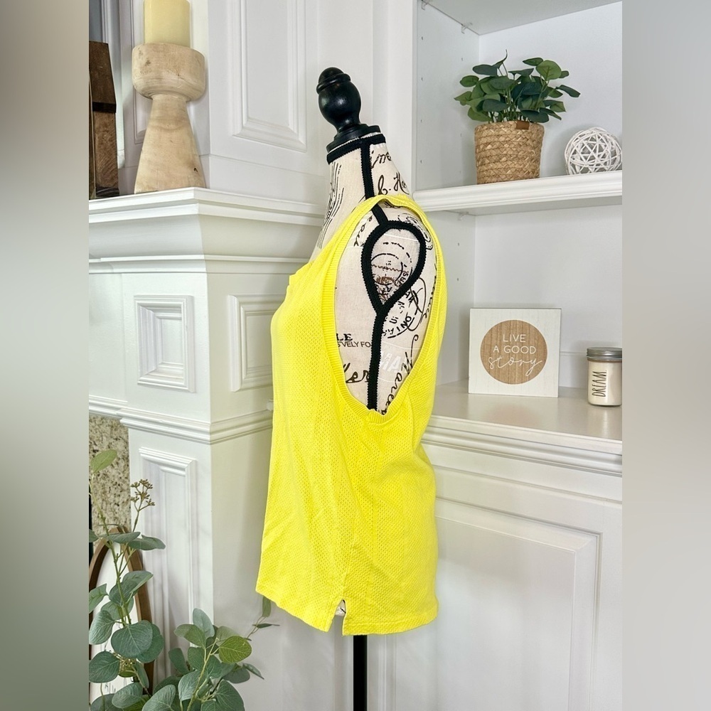 Zara Athletic Mesh Tank Yellow Racerback Sleeveless Top Medium - Picture 2 of 7